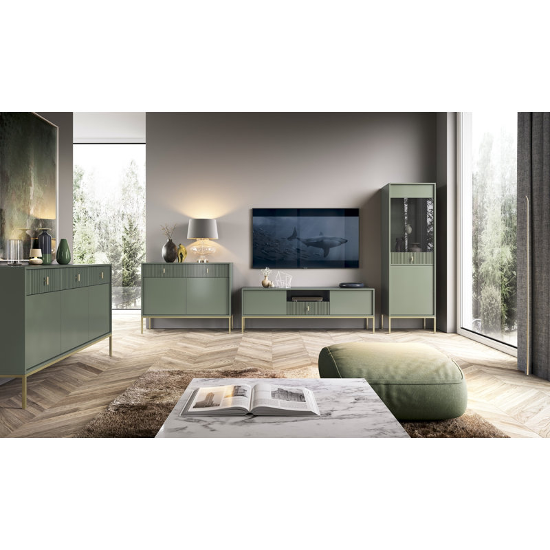 MAGGIORE 54cm W Bedside Table, Green/Gold