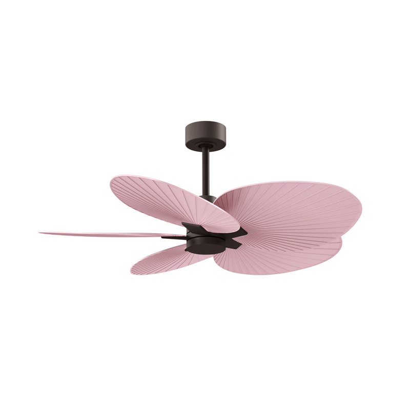 48" Textured Bronze and Light Pink Tropical Ceiling Fan with Remote