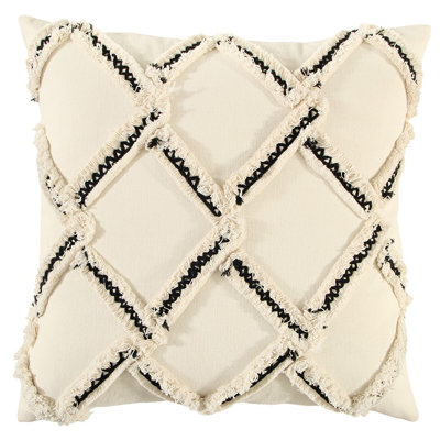 Coussin en treillis texturé crème et noir