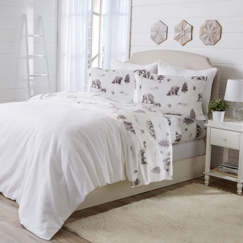 Ultra Soft Micro Plush Velvet Solid Sheet Sets, King, North Pole Polar Bears