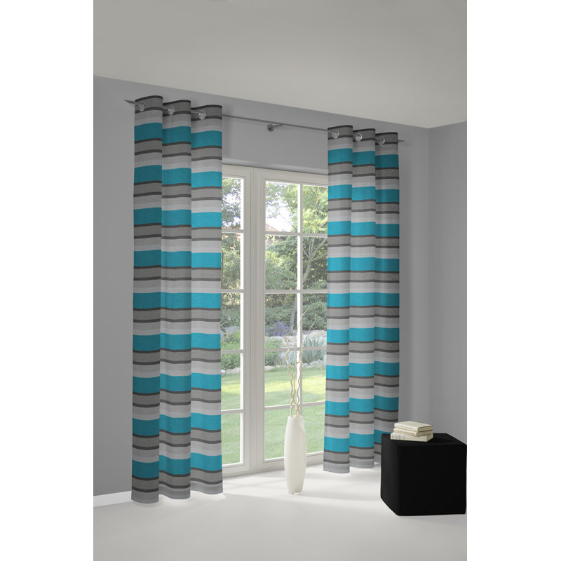 Menorca Room Darkening Curtain Single Panel, 132 W x 245 D cm, Turquoise