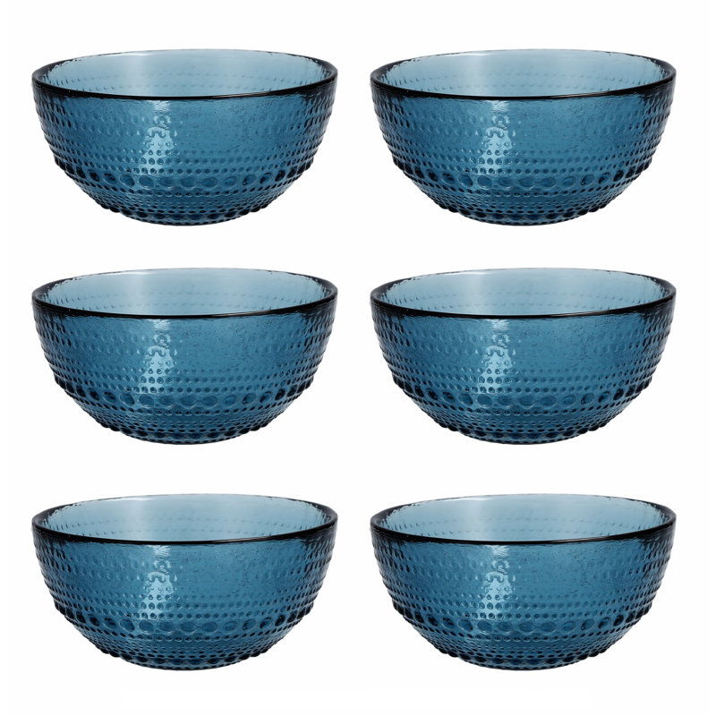 Fortessa Jupiter Vintage Glassware Collection Cereal Salad Dessert Snack All-Purpose Bowl 6 Pack, Clear, 14 Ounce (6 Pack)