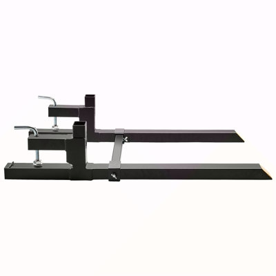 Pallet Forks, 2000 Lbs Clamp On Pallet Forks, 43" Total Length Tractor Bucket Forks With Adjustable Stabilizer Bar, Heavy Duty Pallet Forks For Tractor Attachments, Skid Steer, Loader Bucket