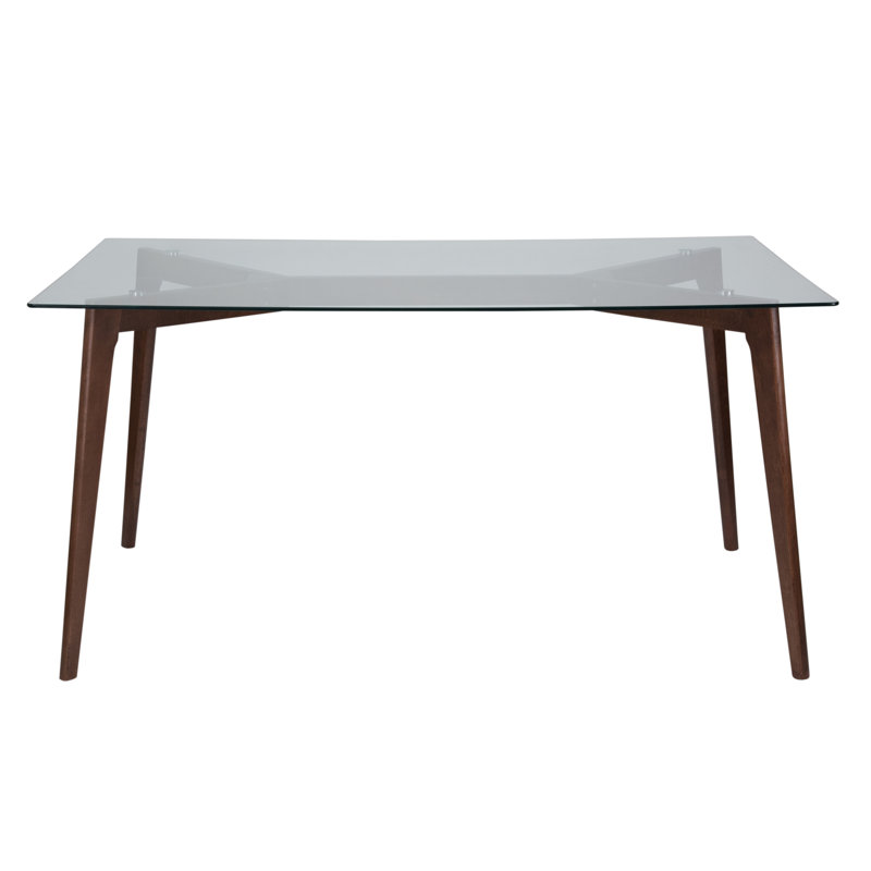 35.25'' x 59'' Solid Wood Table with Clear Top, Walnut