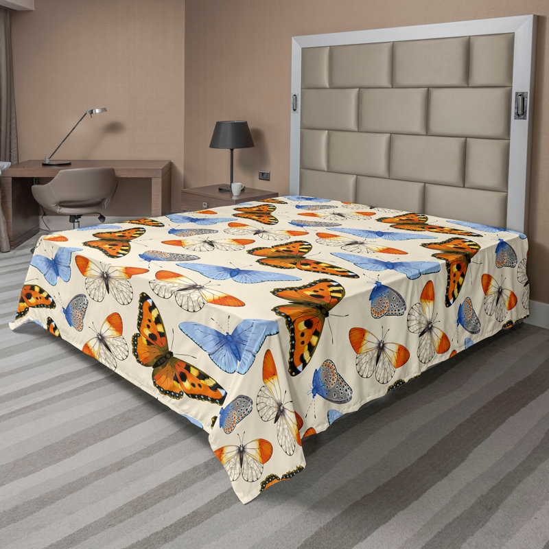 Drap plat Ambesonne Spring, Drap plat pour très grand lit californien