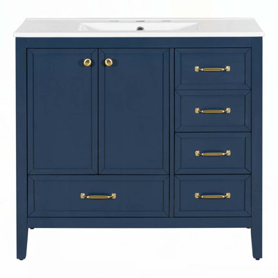 Meuble-lavabo 36 po avec lavabo en céramique 36 po, 4 tiroirs
