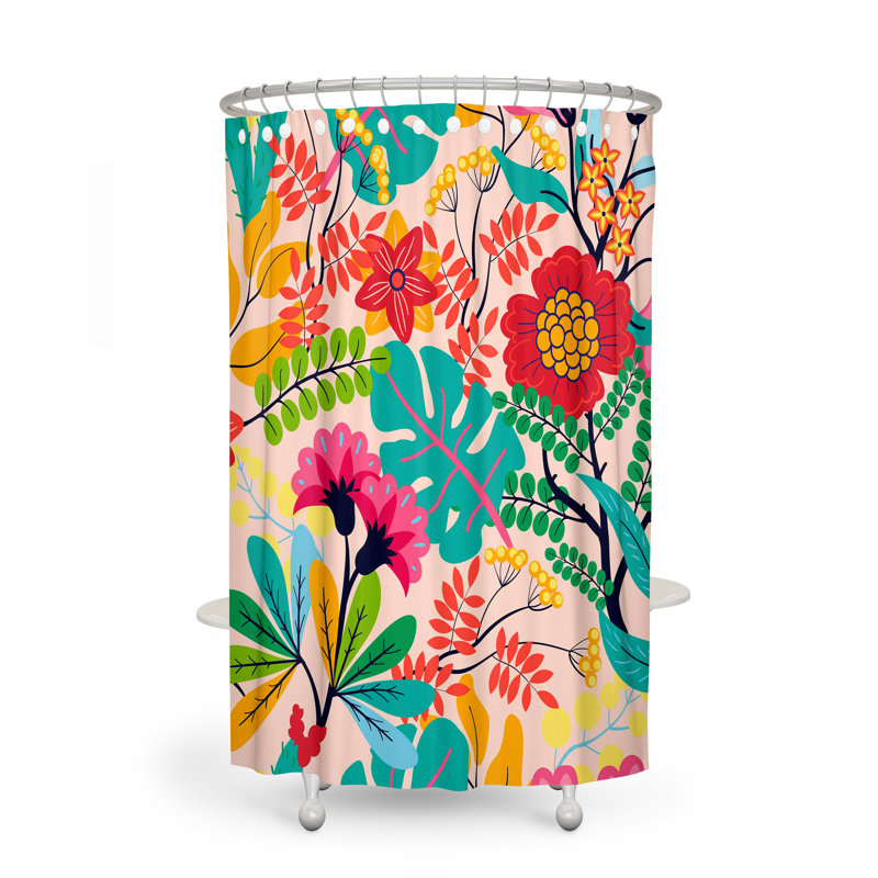 Floral Shower Curtain, 72" H x 70" W