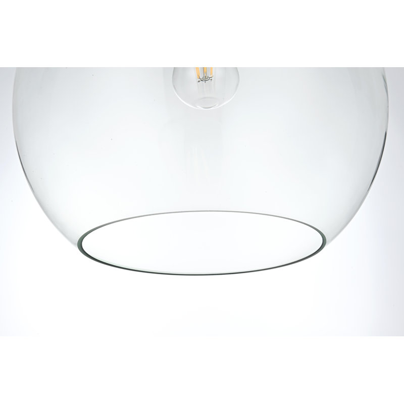Luminaire suspendu sphérique simple à 1 lumière Snead, Transparent, H 73 po x l 13,8 po x P 13,8 po, Gold