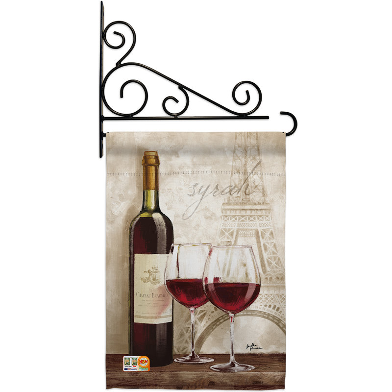 Ensemble de drapeaux en polyester 19 x 13 po Wine in Paris - Impressions