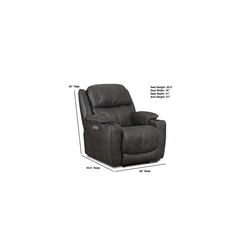 Ridgeview Triple Power Recliner W/ Zero Gravity Mechanism, Dark Gray