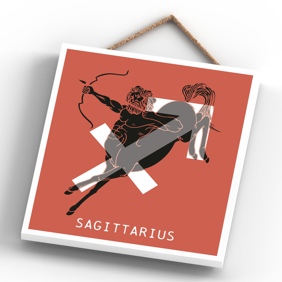Kana Zodiac Sagittarius Terracotta - Print on Wood