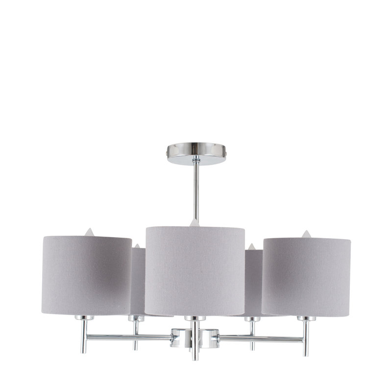 Broseley 5 - Light Shaded Chandelier, Silver, Grey