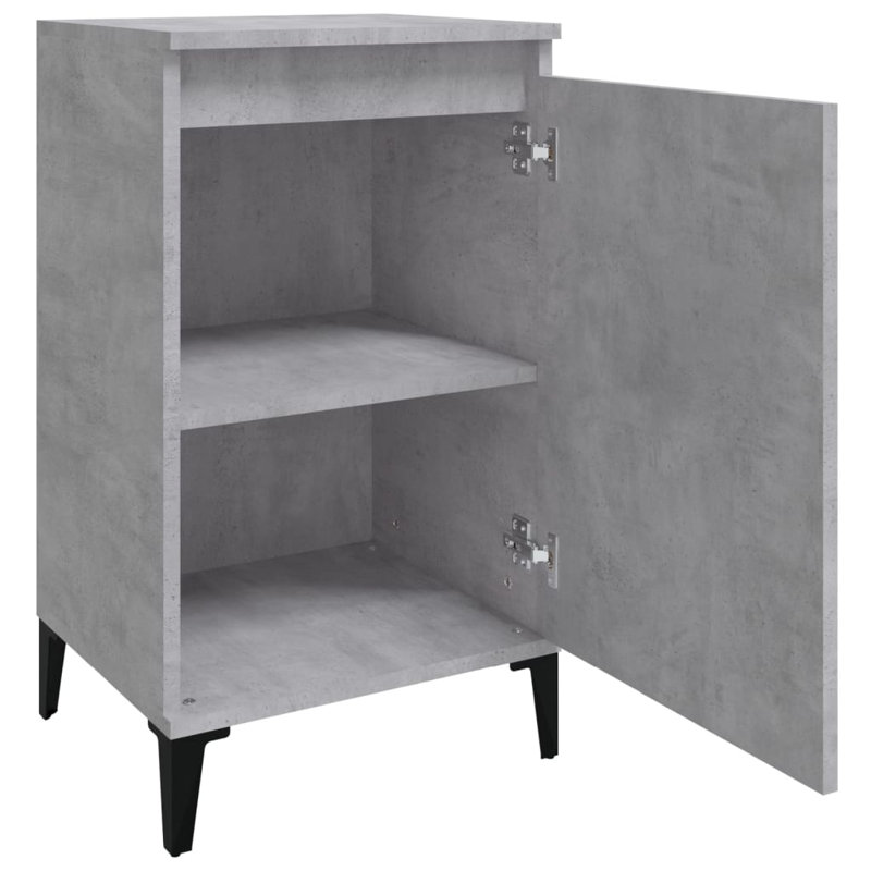 Mullinville 40cm W Solid Wood Bedside Table, Black, Grey