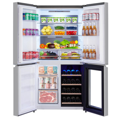 21 CuFt 4Door French Door Refrigerator Counter Depth Dual Ice Maker Wine Cabinet Bottom Freezer Stainless Steel 21 CuFt 4Door French Door Refrigerator Counter Depth Dual Ice Maker Wine Cabinet Bottom Freezer Stainless Steel