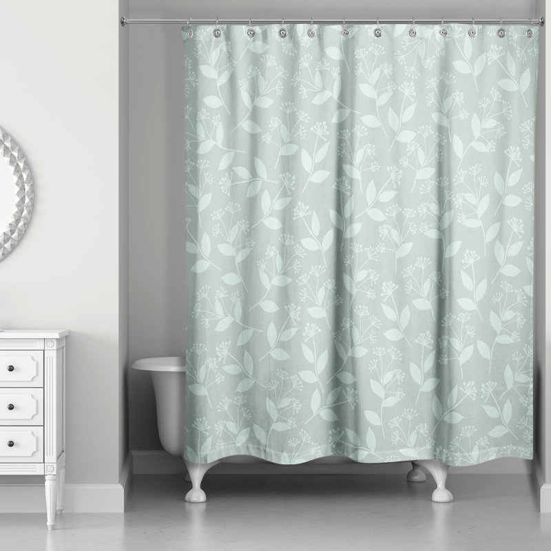 Rideau de douche simple à motif floral Warrenup, Vert menthe