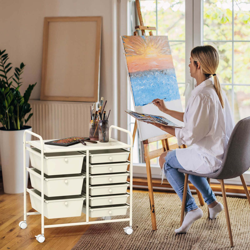12 bacs de rangement à roulettes, Blanc
