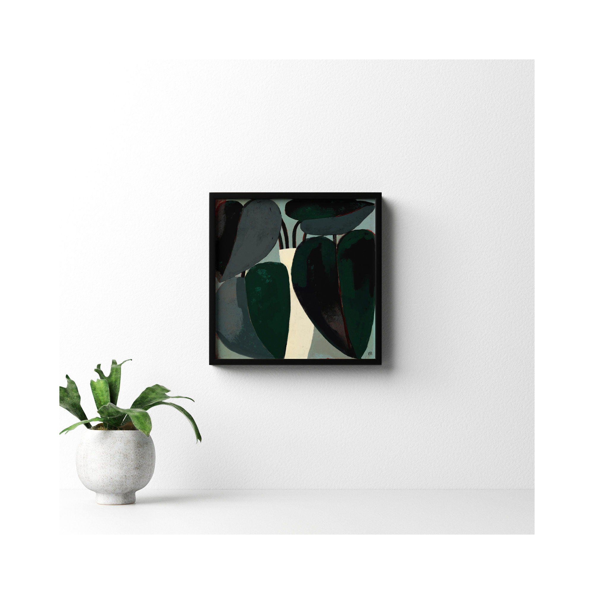 Fall Plant by StudioM, Black, 16" H x 16" W x 1.25" D