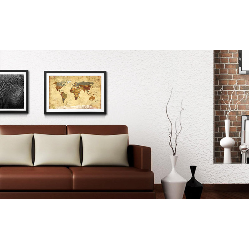 Weltkarten Old Worldmap 4 - Single Picture Frame Print, 40cm H x 60cm W x 2.2cm D