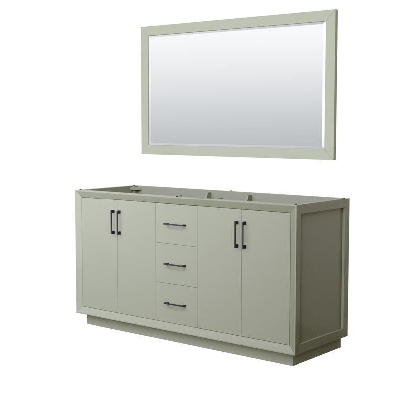 Base de meuble-lavabo double 65,25 po Strada seulement, Vert clair / noir