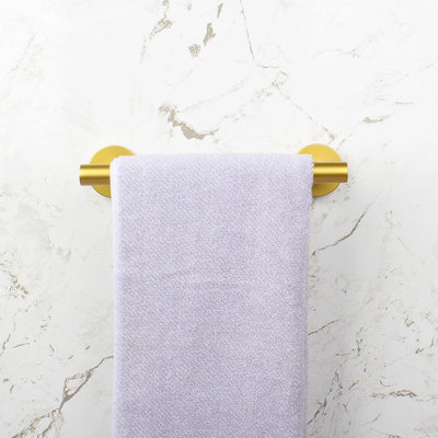 9-Inch SUS 304 Stainless Steel Towel Bar - Wall Mount Gold Finish For Bathroom/Kitchen