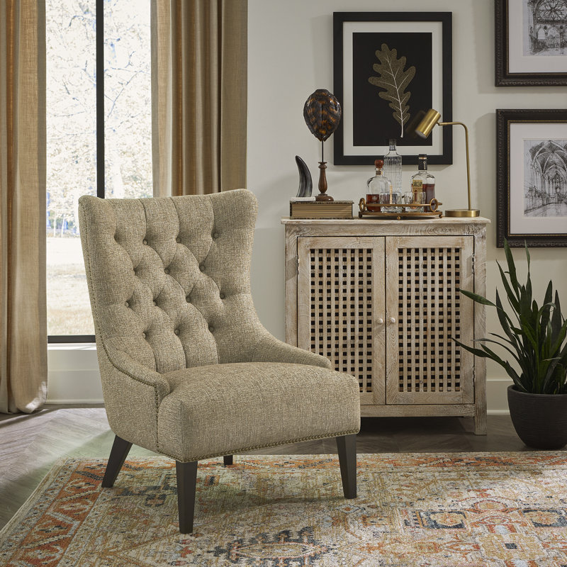 Tufted Upholstered Accent Chair, Tan