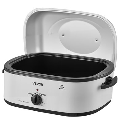 Electric Roaster Oven, 18 Qt, Turkey Roasting Pan, White, 1450W Power, Self-Basting Metal Lid, 150-450°F Heat Control, Countertop Turkey Cooker with Defrost/Warm, Removable Pan and Rack