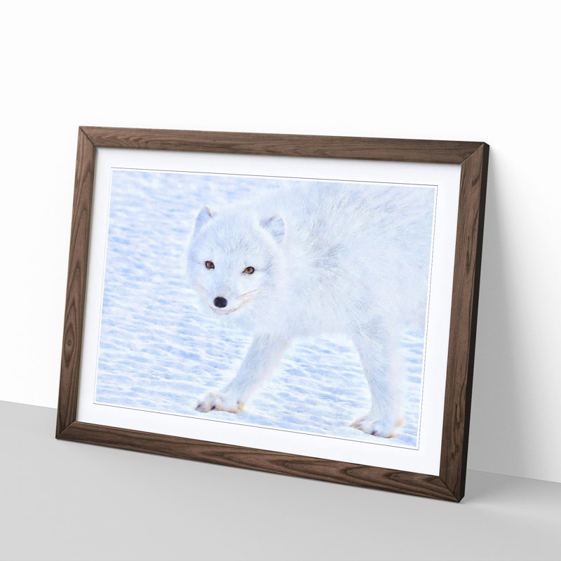 Winter Fox - Picture Frame Painting Print, 36cm H x 48cm W x 2cm D, Walnut Framed