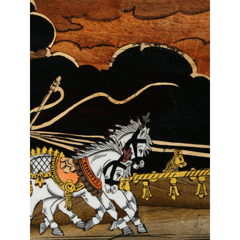 31 "Mahabharata View Krishna Gyan, couleur naturelle sur panneau de bois avec incrustation