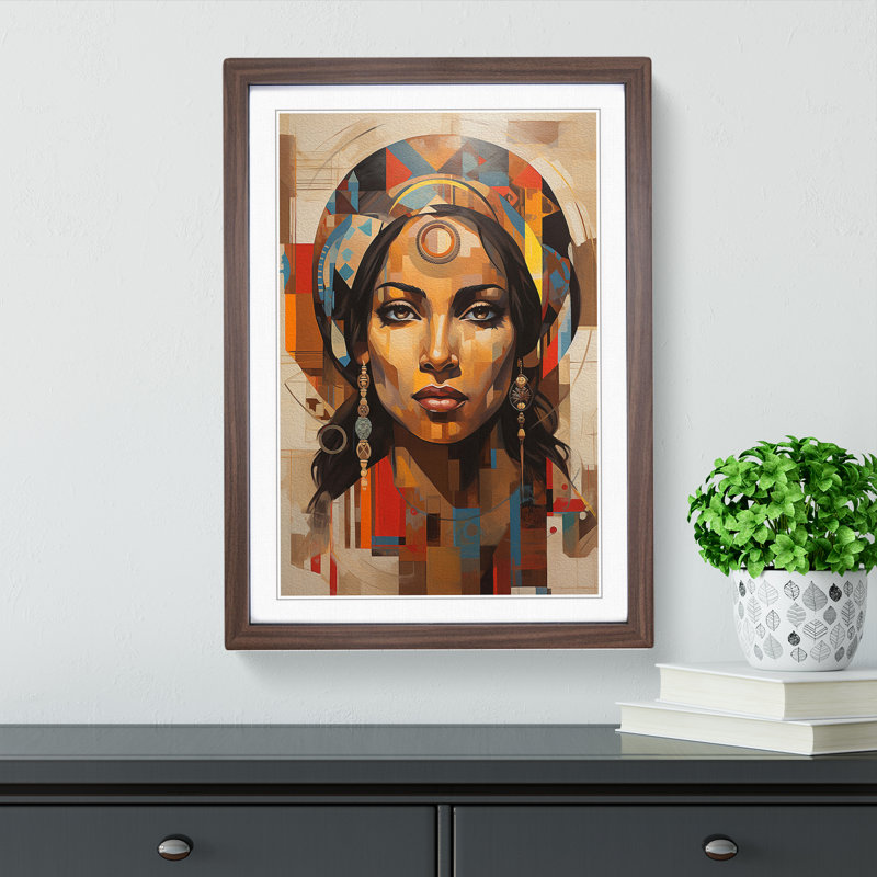 Indian Woman Dadaism - Framed Print, Walnut , 64cm H x 46cm W x 2cm D