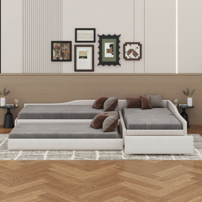 Upholstered Double Twin Size Daybed With Trundle And Drawer