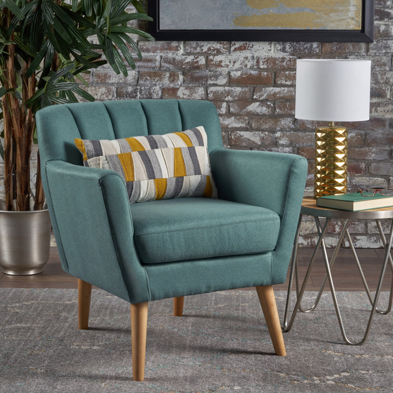 Fauteuil rembourré de l 28,3 po Faizah, Polyester sarcelle