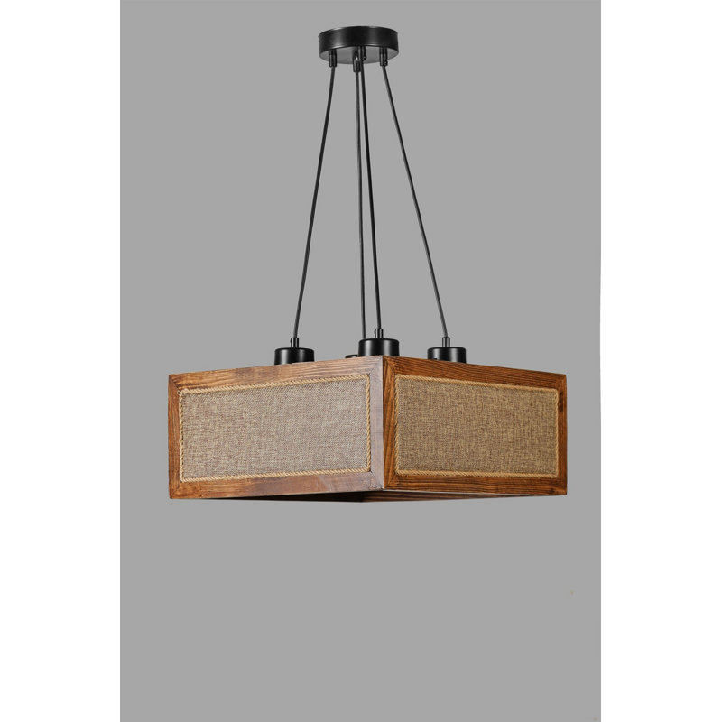 Chandle Chandelier, Walnut/Rattan/Black