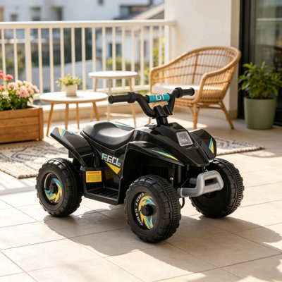 Véhicule électrique pour tout-petits (18 à 36 mois), quad 6 V à 4 roues avec marche avant et arrière, vitesse de 2,8 à 4,6 km/h.
