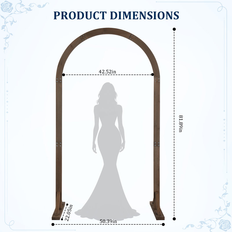 Winado 7 ft Arched Solid Wood Wedding Arbor Backdrop for Ceremony and Party