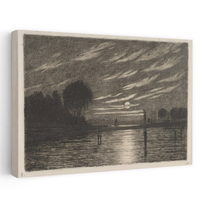 Petite porte de l'enfer, Harlem, NY - rivière au clair de lune rétro en noir et blanc, art de bateau à voile