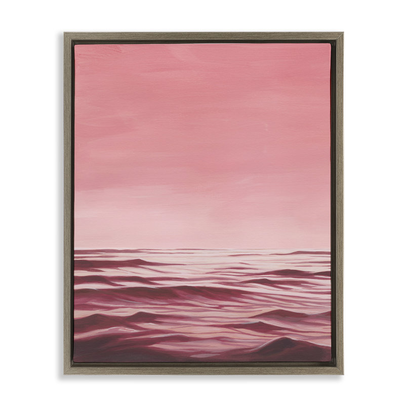 "Pink Ocean Ripples", art mural encadré par Grace Popp, Cadre flottant orme Montalcino, H 31 po x l 25 po