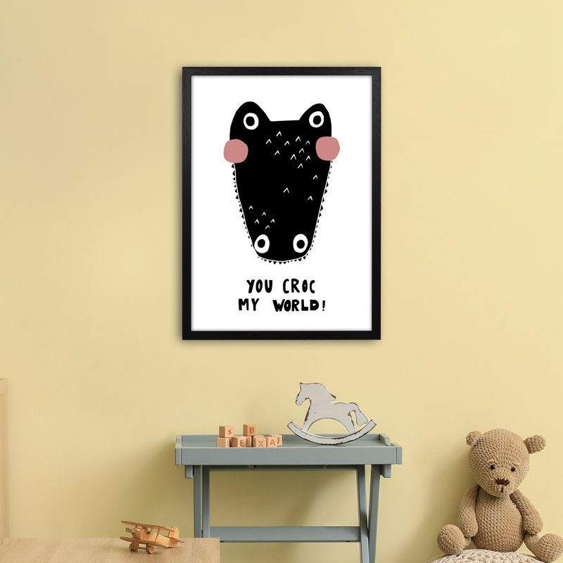 Croc by Miniofmine - Print, 63cm H x 46cm W x 3cm D, Brown Framed