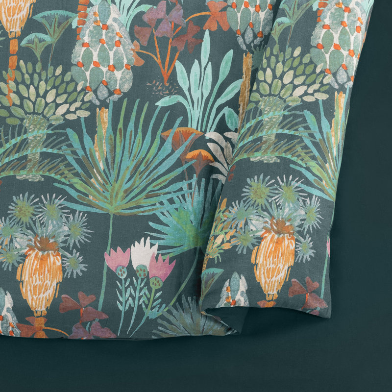 Phoenix Tropical Multicolor Cotton Queen Duvet Cover Set