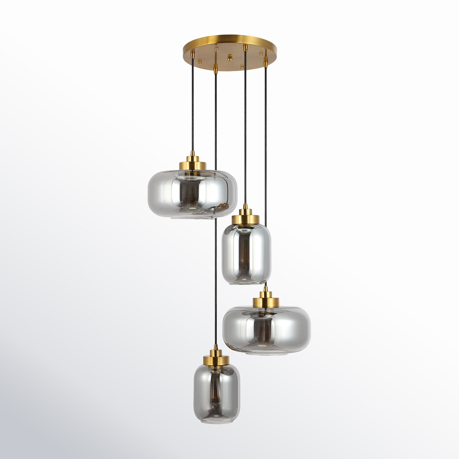Karl 4-Light Dimmable Sloped Ceiling Adaptable Cluster Jar Pendant 