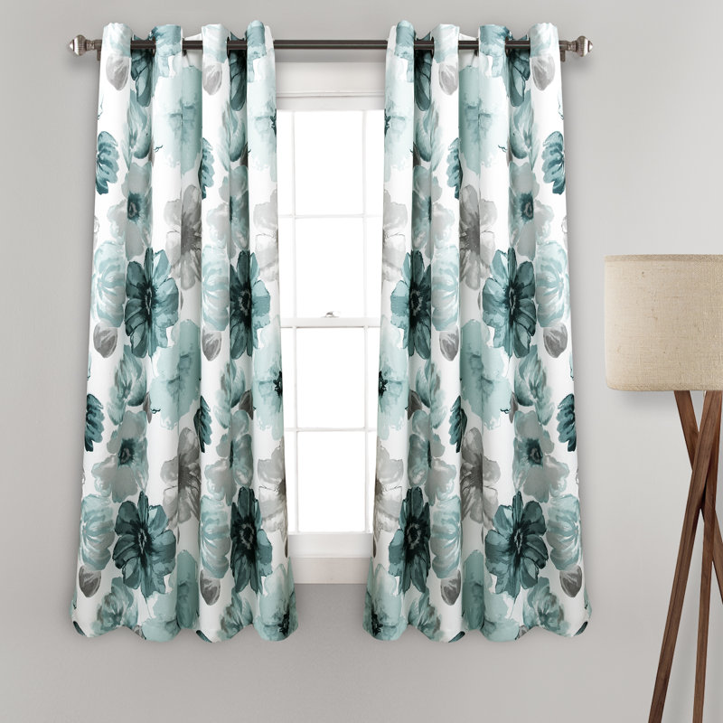 Leah Room Darkening Curtain Pair, Blue, 52"W x 45"L