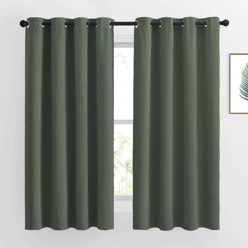 Blackout Curtains for Bedroom/Living Room Parkview Room Darkening Grommet Modern Drapes, 55" W x 68" L, Dark Mallard