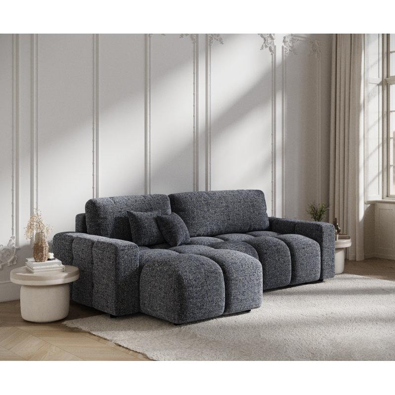 4 Seater Sofa Bed, Navy Polyester Blend