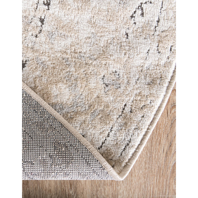 Singleton Oriental Ivory Area Rug, Round 4'1"