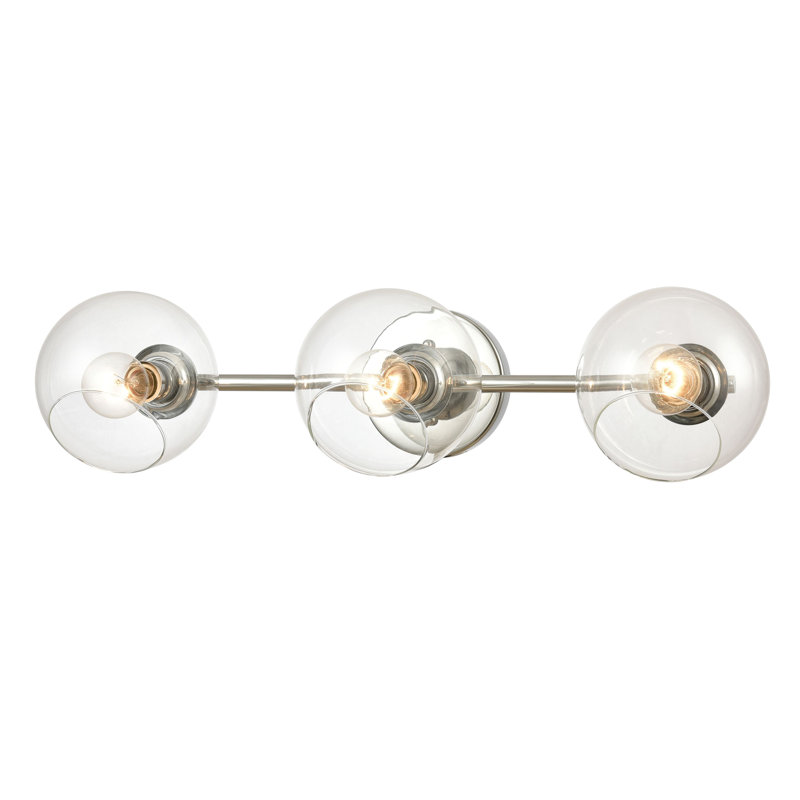 Éclairage pour salle de bain 3 lumières Claro 26 po - Chrome poli, Trois lumières, H 7 po x l 26 po x P 9 po