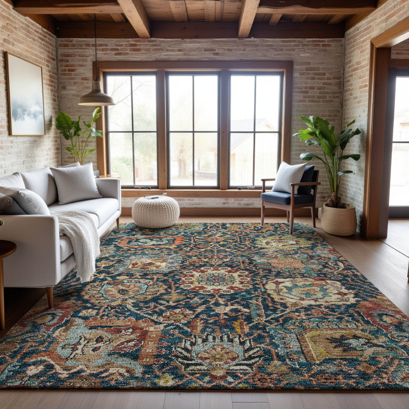 Premium Machine Washable Wayne AMF1101 Damask Rug, Rectangle 2 pi 6 po x 3 pi 10 po