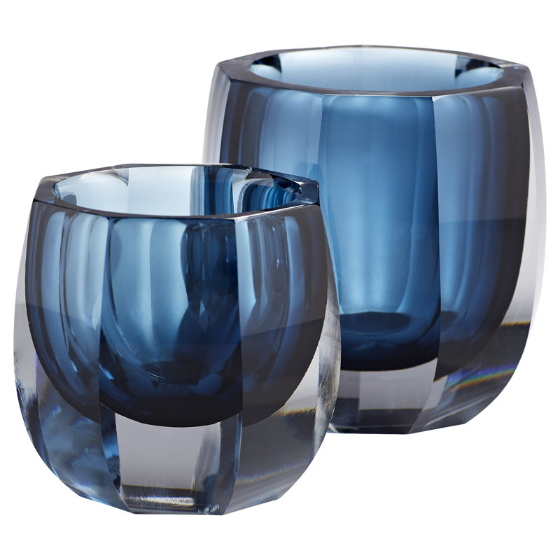 Azure Glass Table Vase, 5" H x 5" W x 5" D