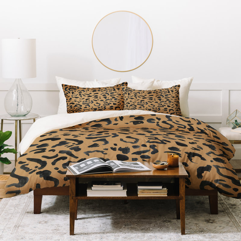 Ensemble de housse de couette à imprimé guépard Leeana Benson, Housse de couette pour très grand lit et 2 très 