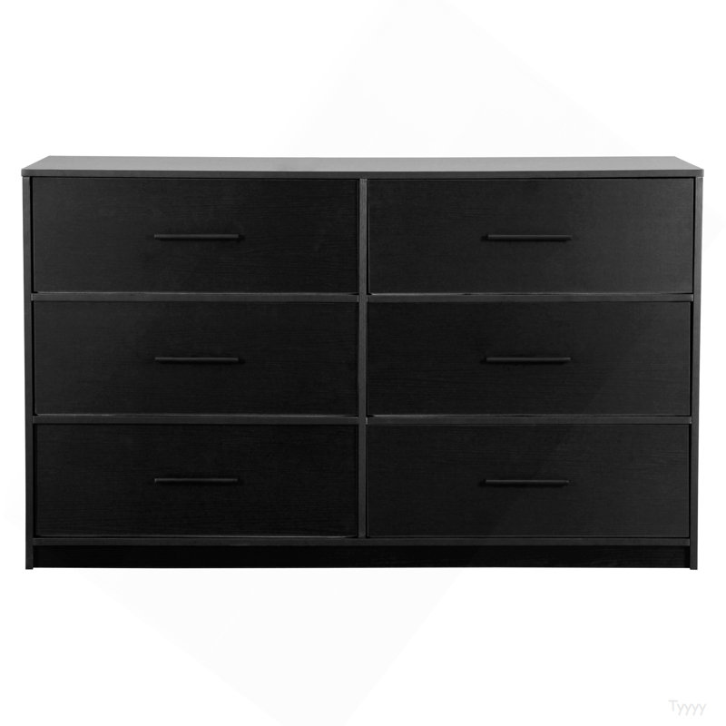 6-Drawer Dresser With Large Fabric Drawers, Black, Black