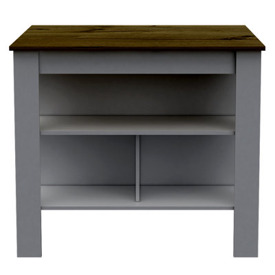 Cala Kitchen Island, Four Legs, Three Shelves
