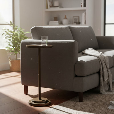 Petite table de bout moderne avec plateau sculpté et piédestal à base lestée pour le salon